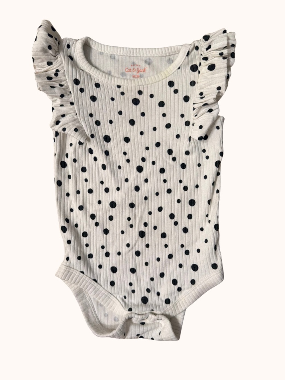 Cat & Jack White Ribbed Polka Dot Ruffle-Sleeve One-Piece